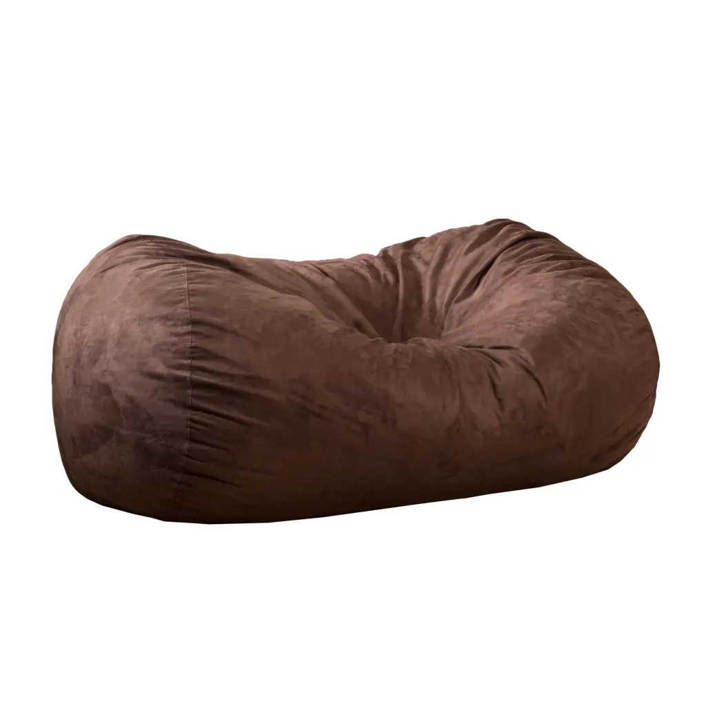 Nest 6.5 Foot Cylindrical Suede Bean Bag Brown Microfiber bazar