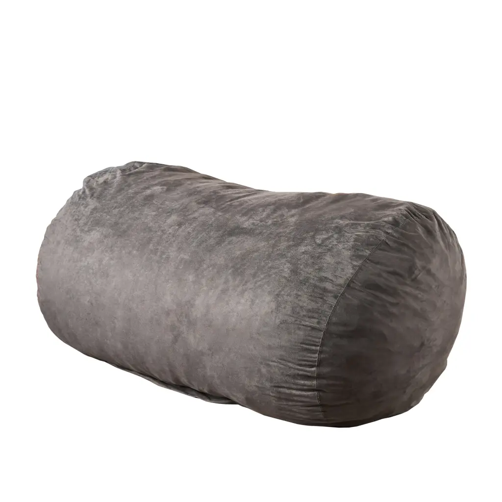 Nest 6.5 Foot Cylindrical Suede Bean Bag Charcoal Microfiber bazar