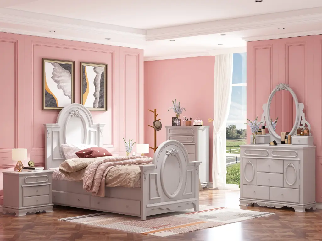 Flora Full Bed Frame Gray Finish Wood acme onsite store