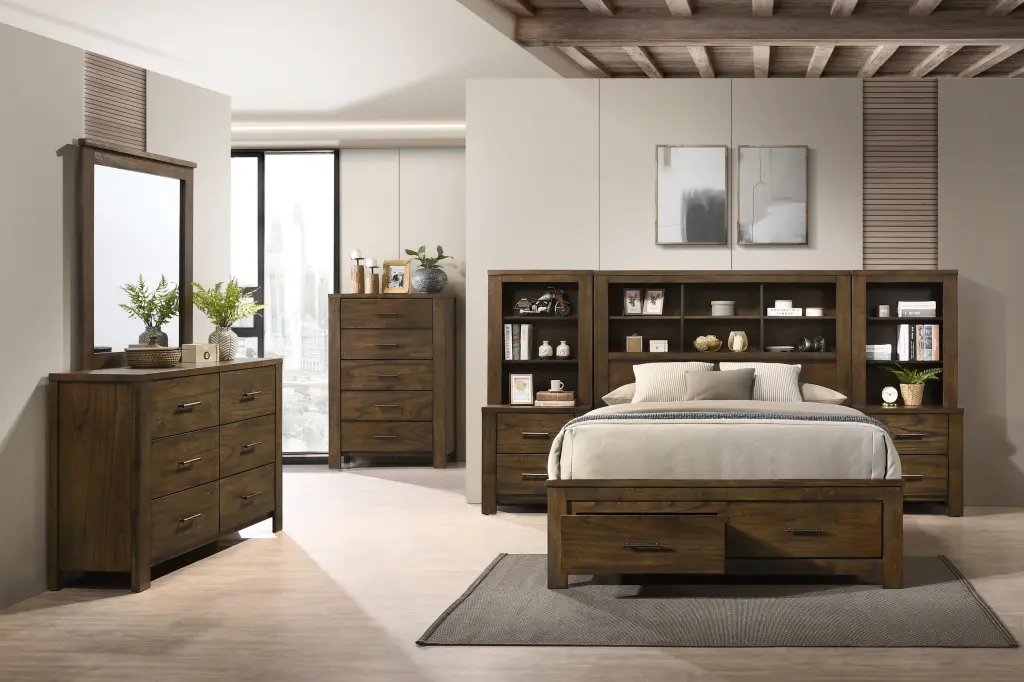 Merrilee II Queen Bed Oak Finish Wooden Bed Frame Bedroom acme onsite store