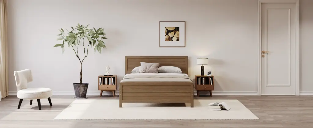 Wood Platform Bed Frame Headboard Mattress Foundation Solid Wood bed best