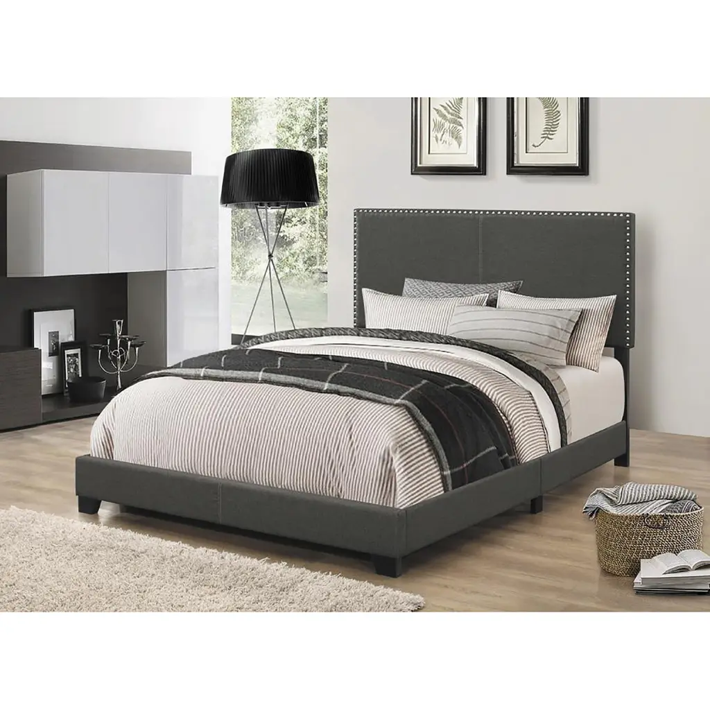 Charcoal Full Bed Trim Box Spring Required Wood Bed Frame furniture max