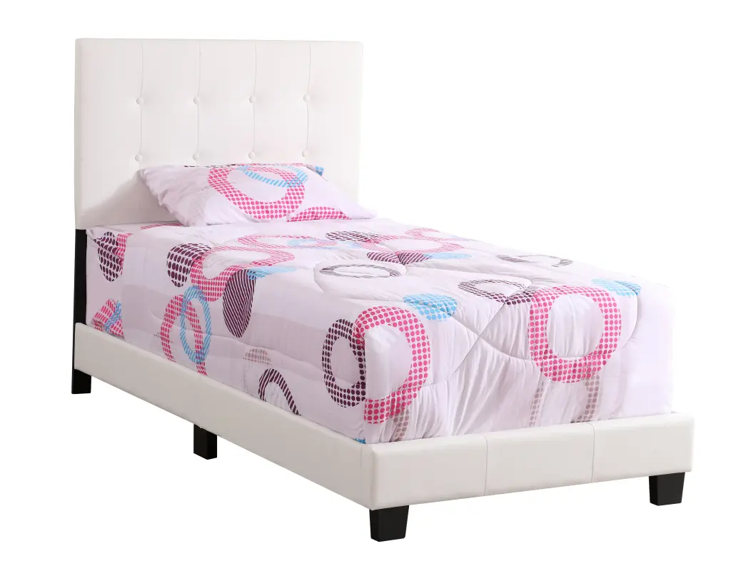 Caldwell G1305 TB Up Twin Bed White Foam PU - Modern Bed Frame glory furniture