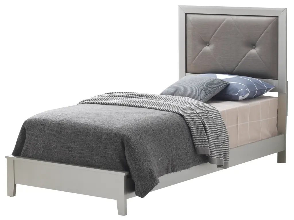 Primo G1333A TB Twin Bed Silver Champagne MDF Modern Bed Frame glory furniture
