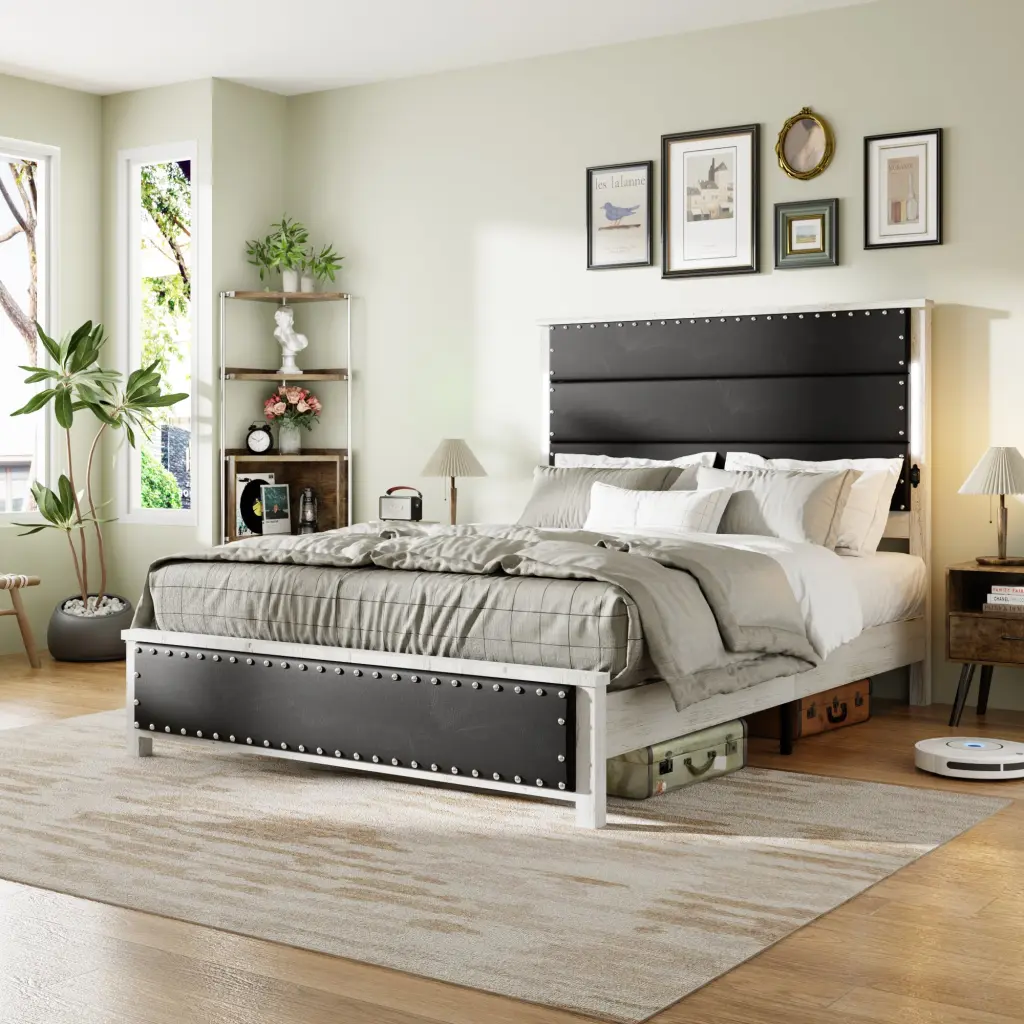 Queen Size Bed Frame Upholstered Headboard Queen Bed Frame jhomier furniture