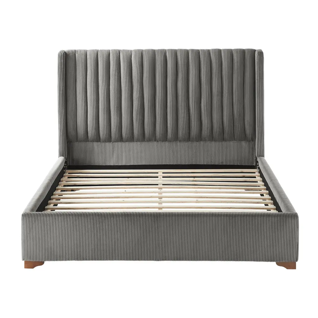 Queen Size Modern Design Bed Frame Upholstered Platform Bed Headboard justone