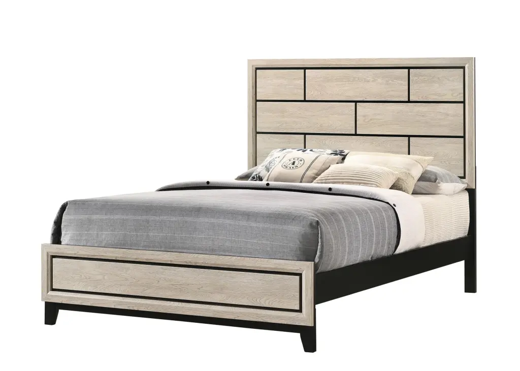 Contemporary Chalk Drift Wood Finish Queen Size Panel Low Profile Bed Frame Headboard kanepe