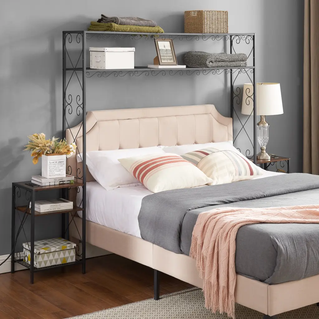 Queen Bed Frame 2 Nightstands and Storage Headboard rnb