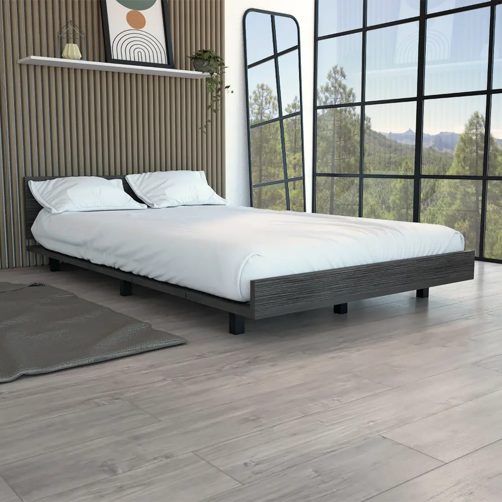 Kaia Twin Bed Base Smokey Oak Headboard Gray rta mubles colombia