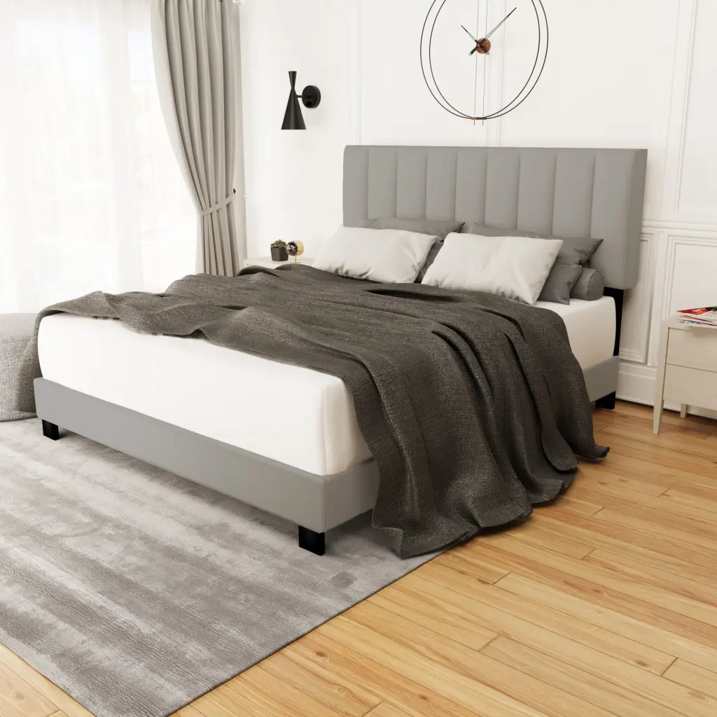 Linen Queen Size Adjustable Headboard Upholstered Bed Frame serene home