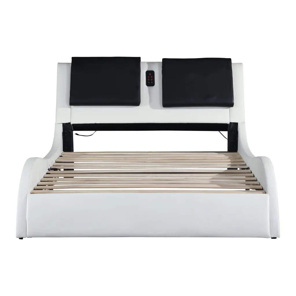 Faux Leather Platform Bed Frame LED Lighting and Bluetooth smart house