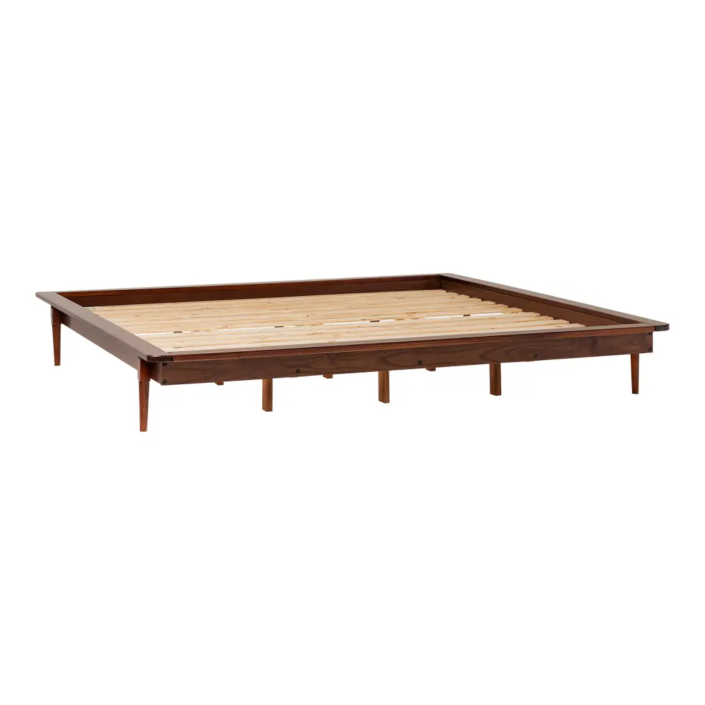 Mid Century Modern Solid Wood King Platform Bed Frame Walnut walker edison