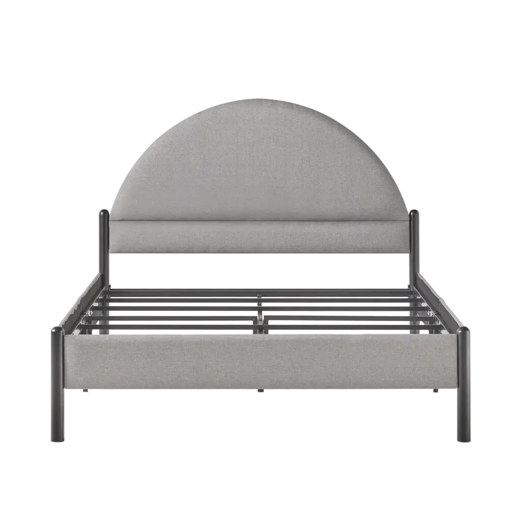 Modern Upholstered Curved Headboard Queen Bedframe Grey walker edison