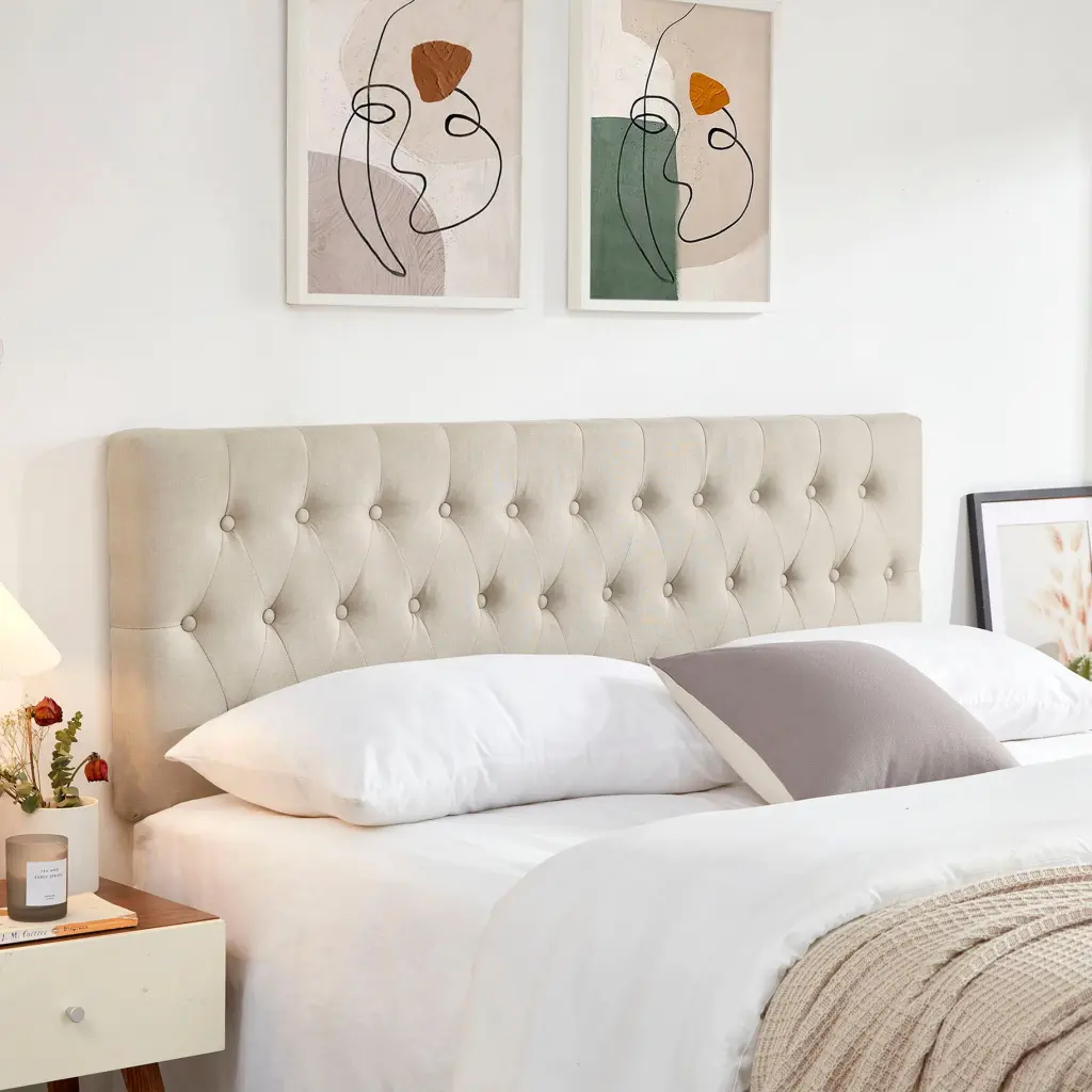 Tufted Upholstered Queen Size Bed Headboard Modern Button Design xichen indoor furniture co.- ltd
