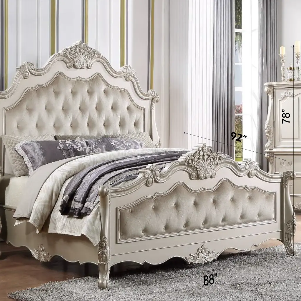 Bently Eastern King Bed Champagne Finish Wood Frame acme onsite store