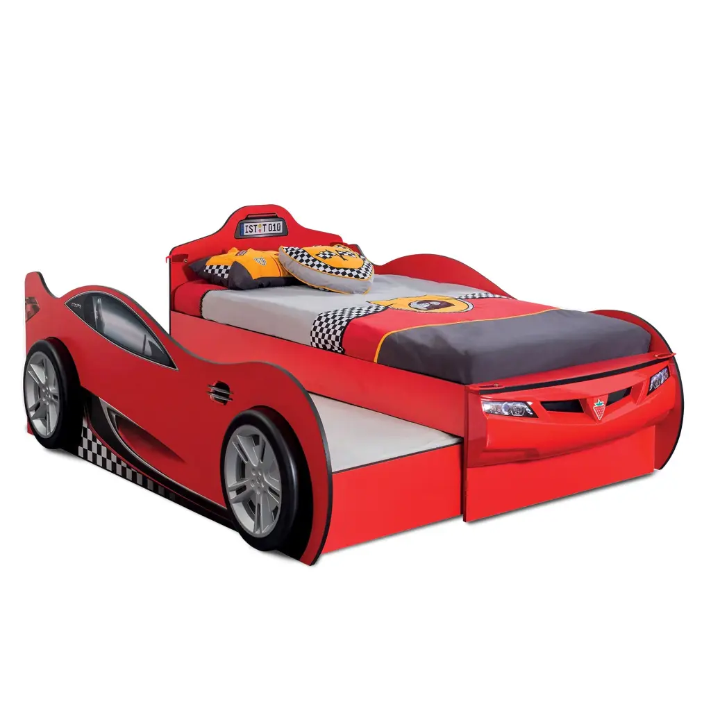 Coupe Twin Race Car Bed Trundle Red Particle Board Kids Furniture atlas kids furniture
