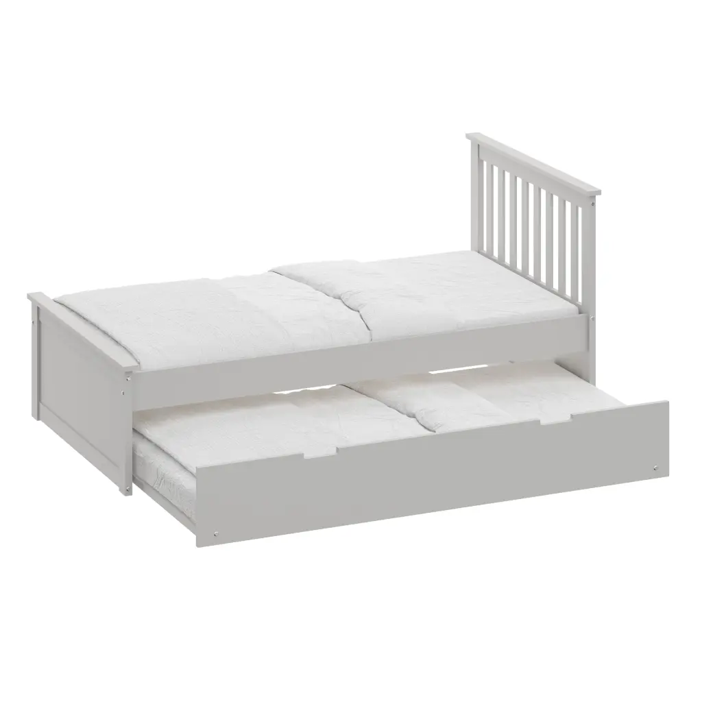 Gray Twin Trundle Bed Heavy Duty Malibu Solid Wood Bed Frame brazil sustainable solid wood furniture
