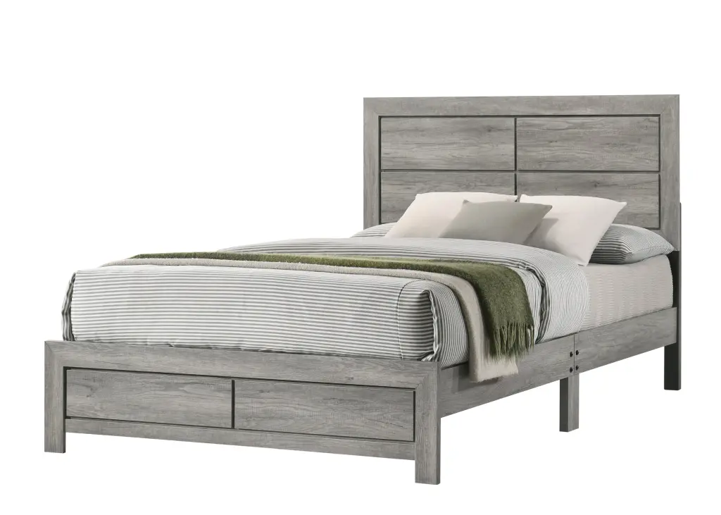 Hopkins Full Bed 1 Box Gray Gray Wood Bed Frame Storage crown mark inc