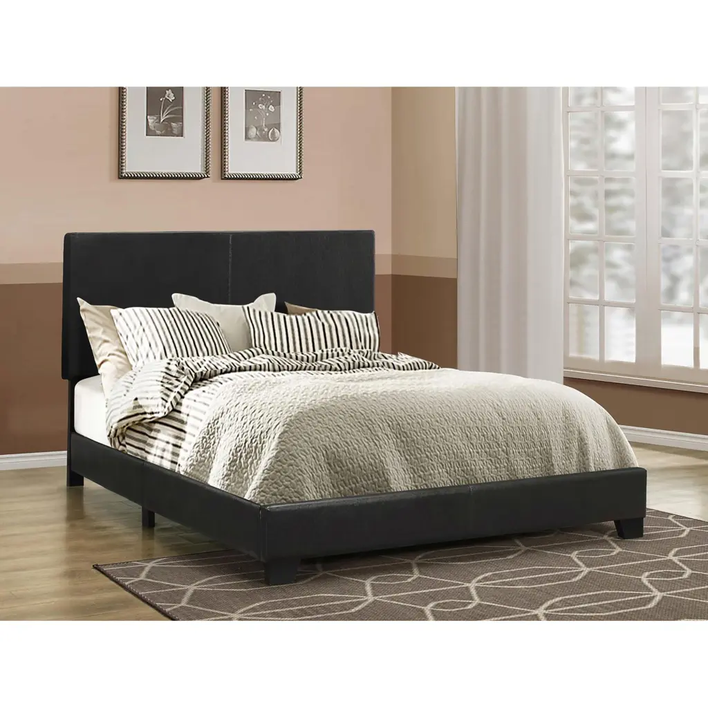 Black Full Panel Bed Wood Bedroom Furniture Box Spring Required furniture max