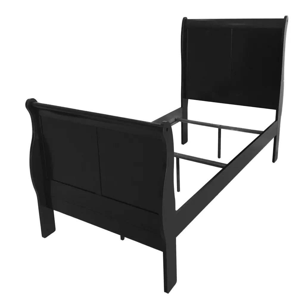 Black Full Sleigh Bed Frame - Traditional Wood Bed Box Spring Required furniture max