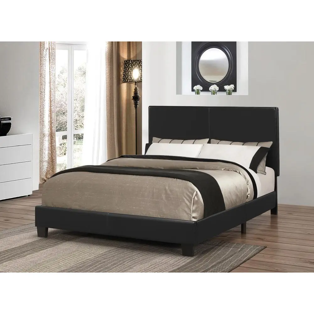 Black Upholstered Full Platform Bed Box Spring Not Required furniture max