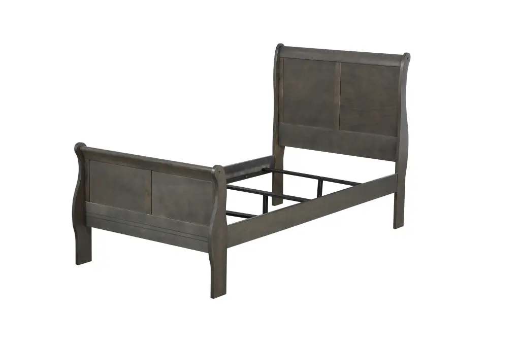Dark Grey Twin Bed Frame Box Spring Required Wood Casual Design furniture max