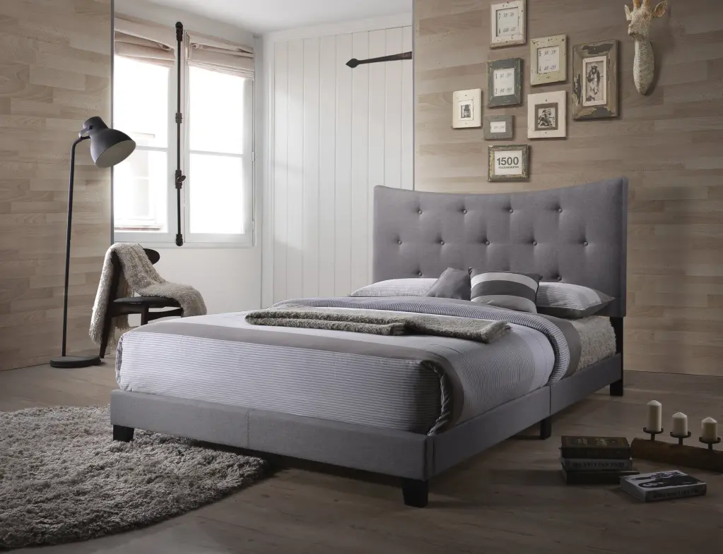 Grey Queen Bed Tufted Headboard Requires Box Spring furniture max