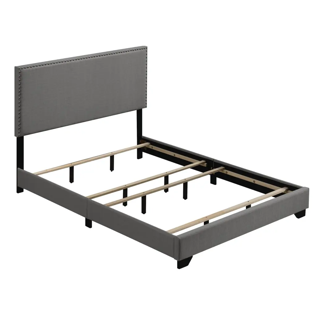 Light Grey Queen Panel Bed Trim Box Spring Required furniture max