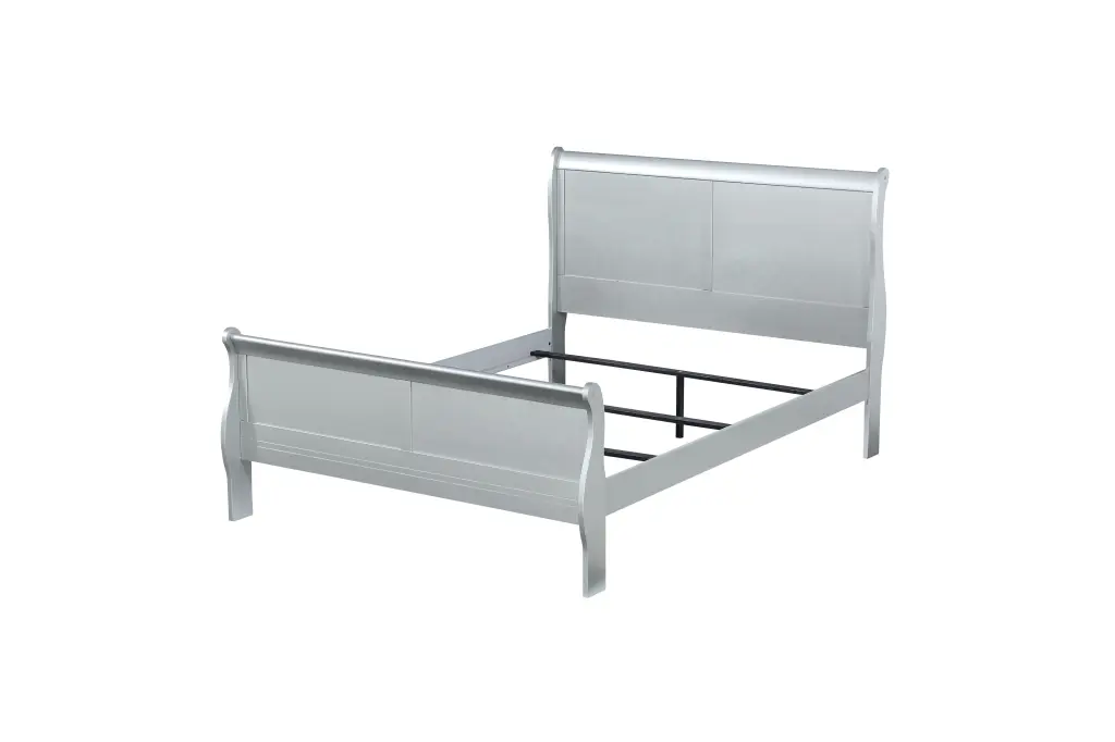 Platinum Twin Bed Frame Box Spring Required Gray Wood White Casual Design furniture max