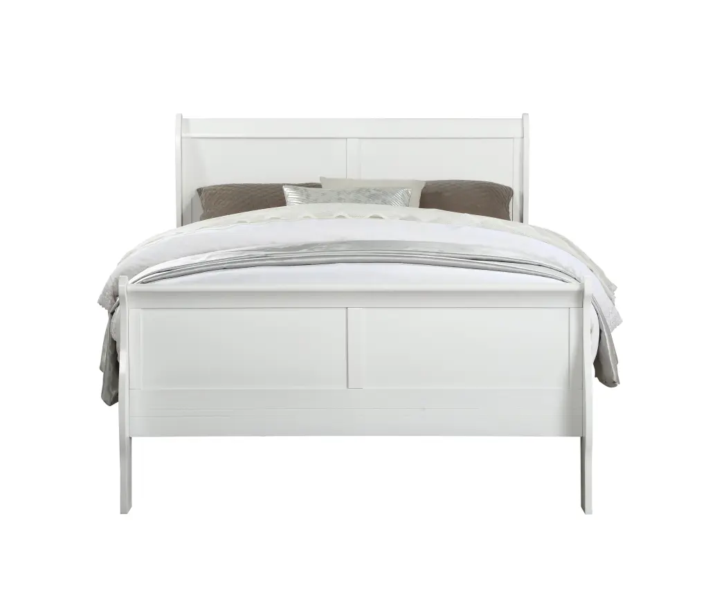 White Full Bed Frame Box Spring Required Contemporary Wood Bedroom Furniture furniture max