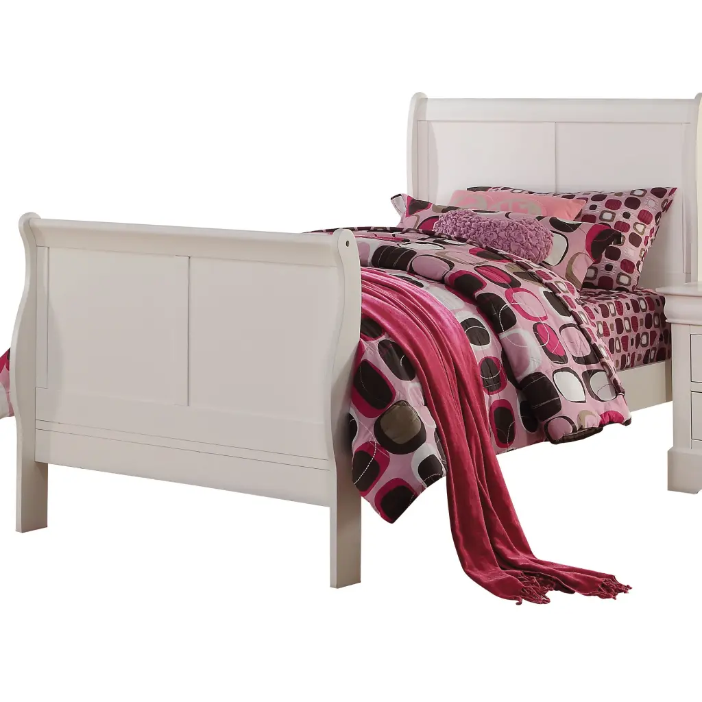 White Full Sleigh Bed Box Spring Required Traditional Wood Bed Frame furniture max