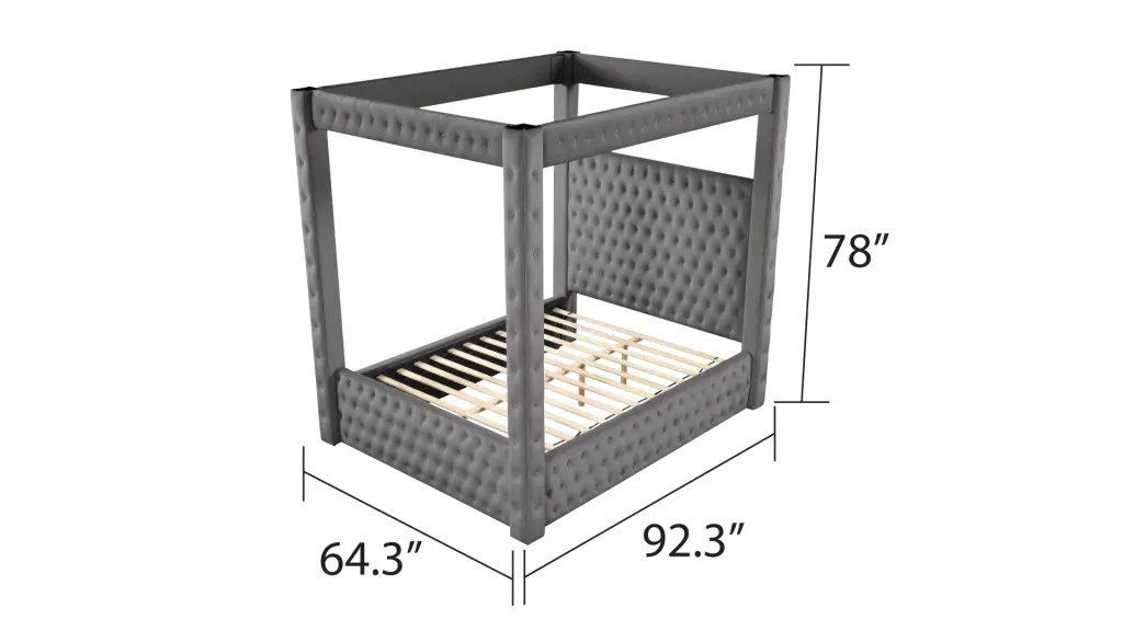 Monica Opulent Four Poster Full Bed Made Wood Gray Full Size Bed Frame galaxy home furnishings