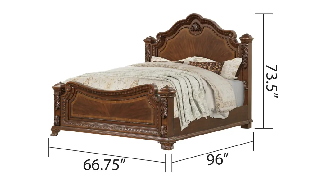 Traditional Style Queen Bed Intricate Wood Carvings Solid Wood galaxy home furnishings