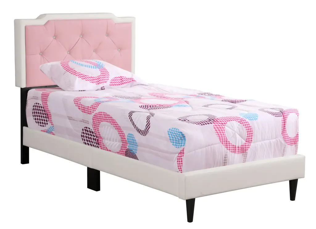 Deb G1122 Twin Bed All One Box White And Pink Box Spring Required glory furniture
