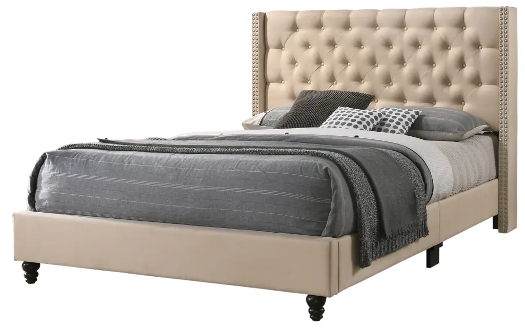 Julie G1903 FB Up Full Upholstered Bed Beige Foam Fabric Modern Bed Frame glory furniture