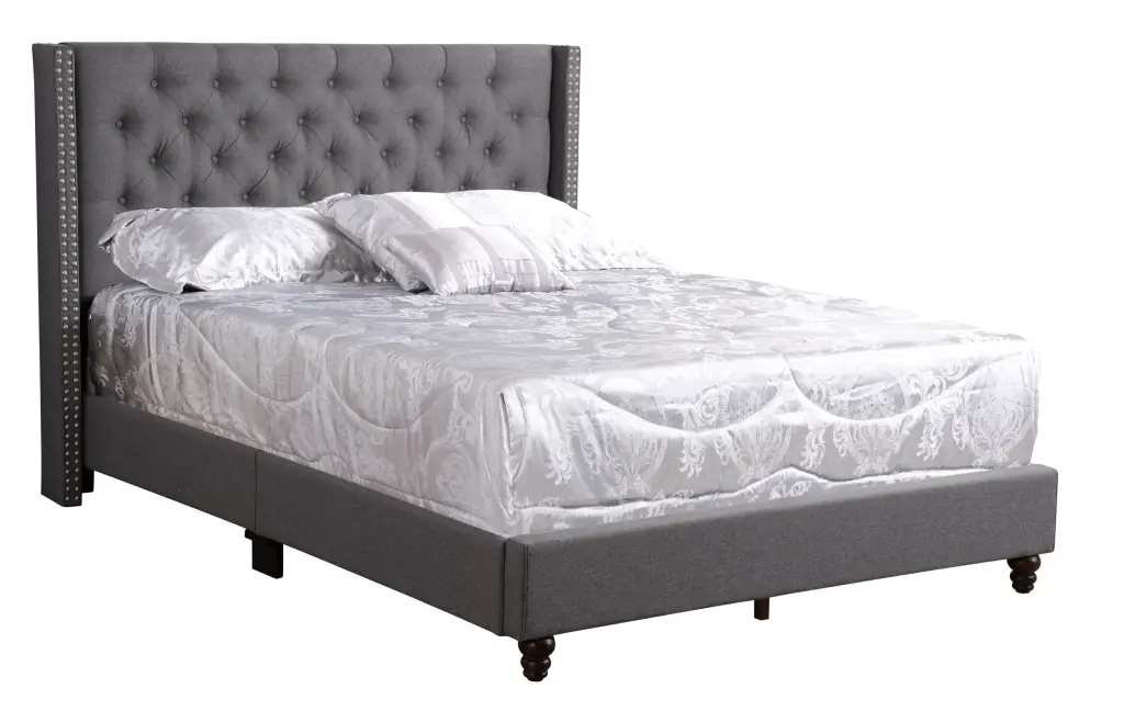 Julie G1904 FB Up Full Upholstered Bed Gray Gray Foam Fabric Queen Size glory furniture