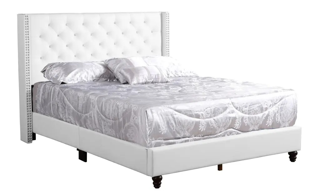 Julie G1918 Full Upholstered Bed White Foam PU Queen Size glory furniture