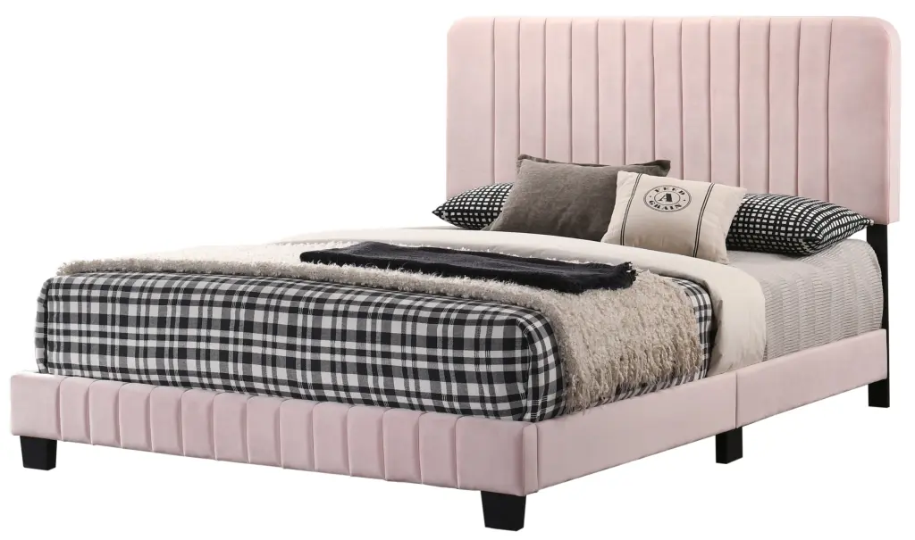 Lodi G0406 Fb Up Full Bed Pink Foam Velvet Upholstered Bed Frame glory furniture