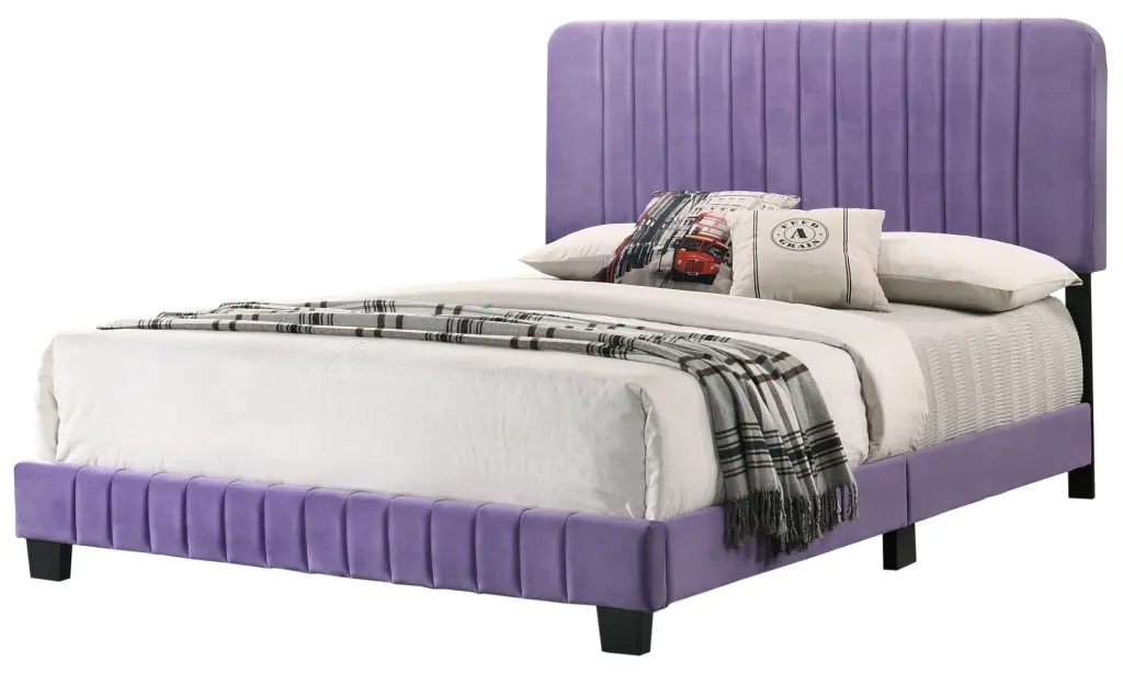 Lodi G0502 QB Up Queen Bed Purple Foam Velvet glory furniture