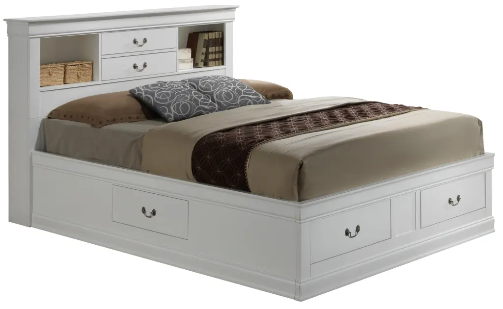 Louis Phillipe G3190B FSB Full Storage Bed White Particle Board Bed Frame glory furniture