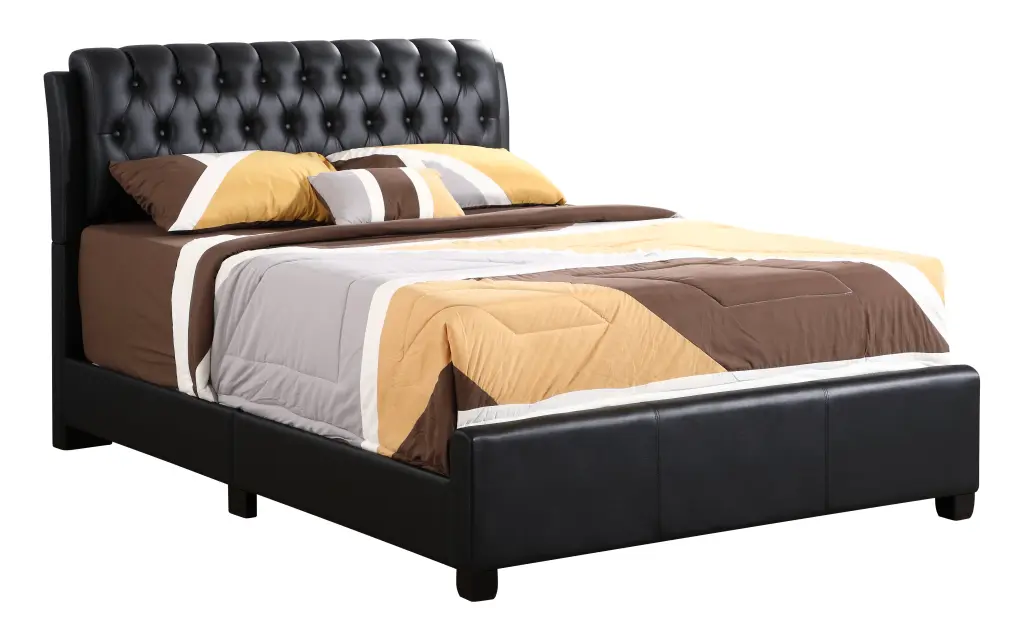 Marilla G1500C King Bed Black Foam PU Upholstered Platform Bed glory furniture
