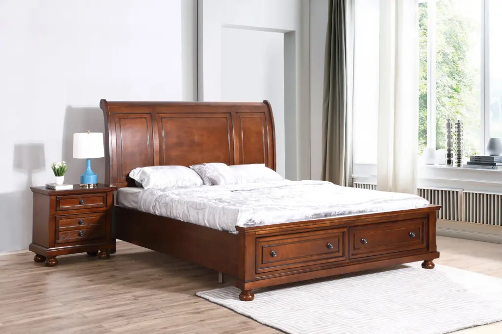 Meade G8900A KB King Bed 4 Storage Boxes Cherry Finish glory furniture