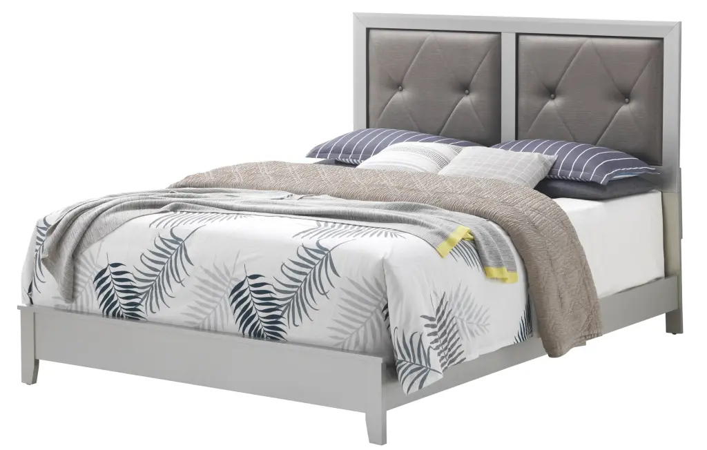 Primo G1333A KB King Bed Silver Champagne Finish MDF Construction glory furniture