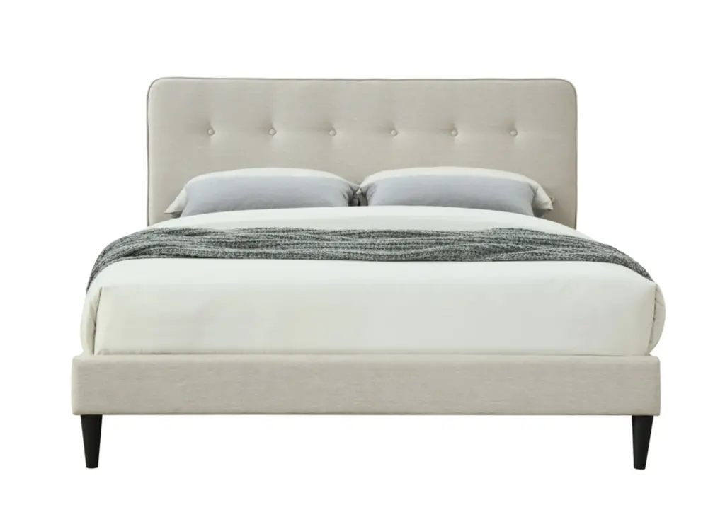 King Sized Upholstered Bed Box USB Off White Upholstered Frame ihomefurnishings