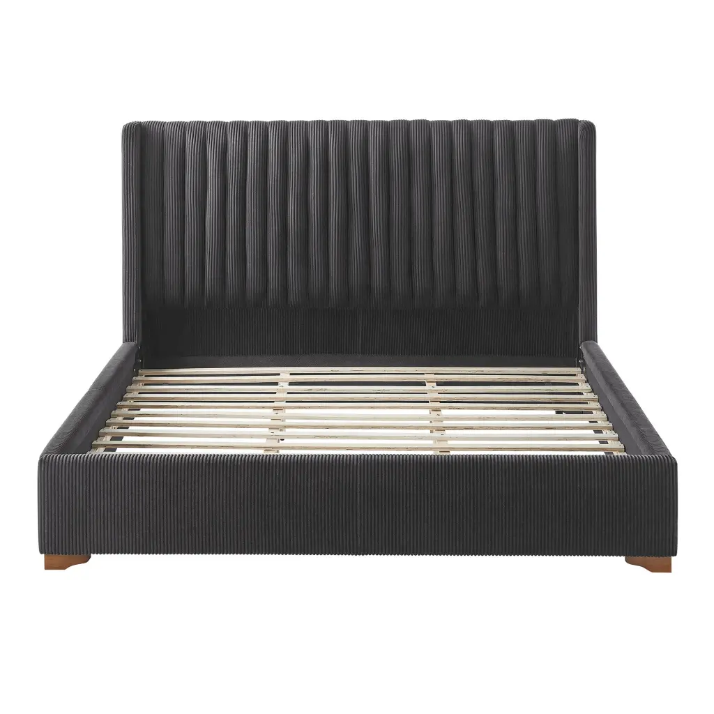 King Size Modern Design Bed Frame Upholstered Queen Platform Bed Headboard justone