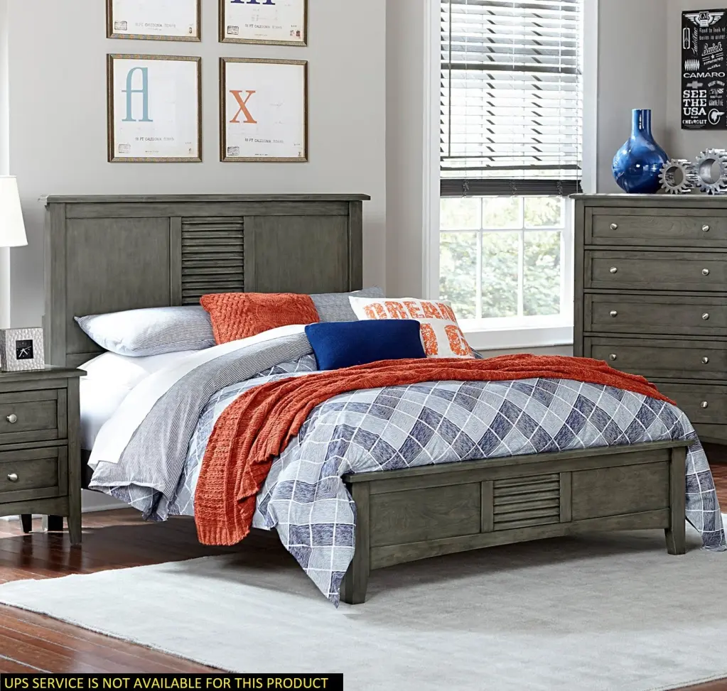 Cool Gray Full Size Bed Louvered Panel Headboard and Footboard kanepe