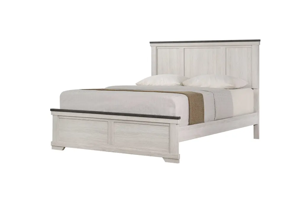 Farmhoutilize Rustic Style Antique White & Brown Queen Size Panel 1 Piece Bed kanepe
