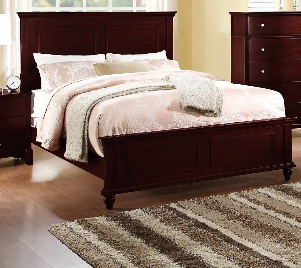 Queen Size Bed Brown Finish Plywood Particle Board 1 Piece Bed Frame kanepe