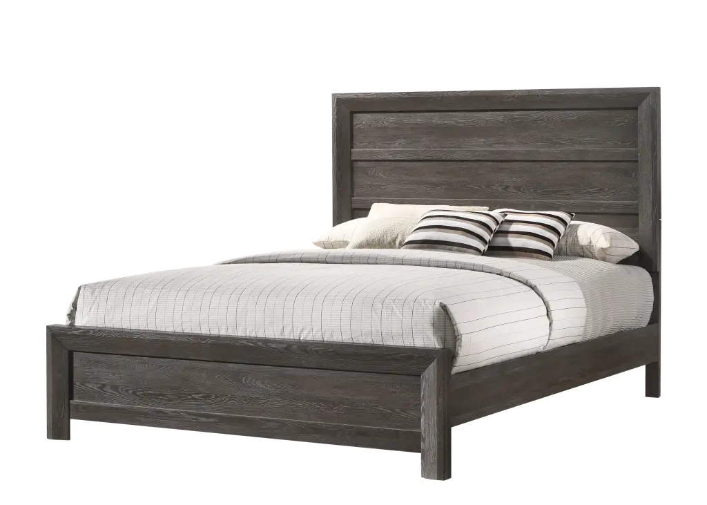 Rustic 1-Piece Wooden Full Size Panel Bed Gray Brown Finish kanepe