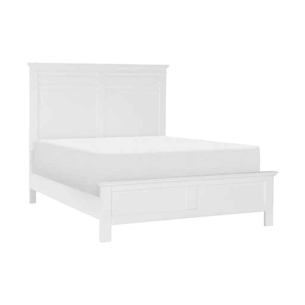 White Finish Queen Bed Transitional Style Wooden Bedroom Furniture kanepe